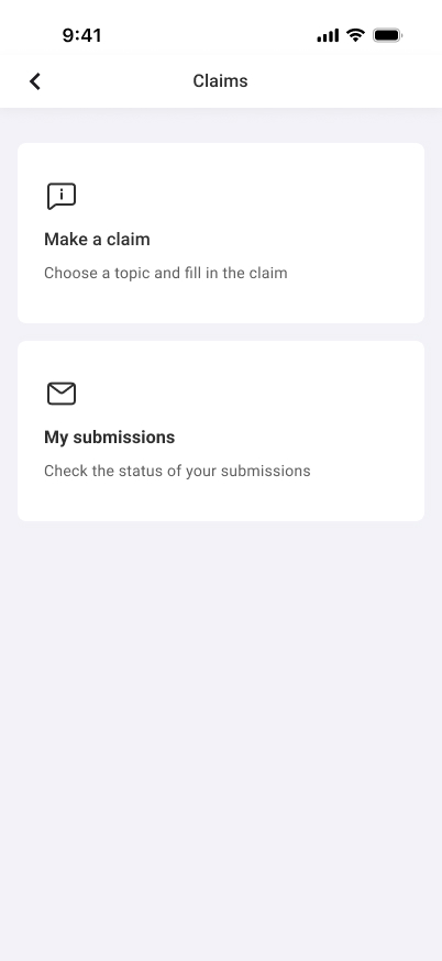 Claims hub categories