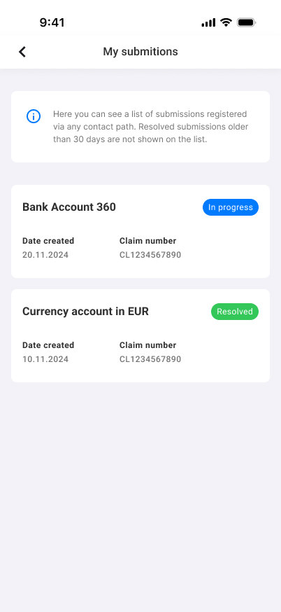 Submitted claims tracking