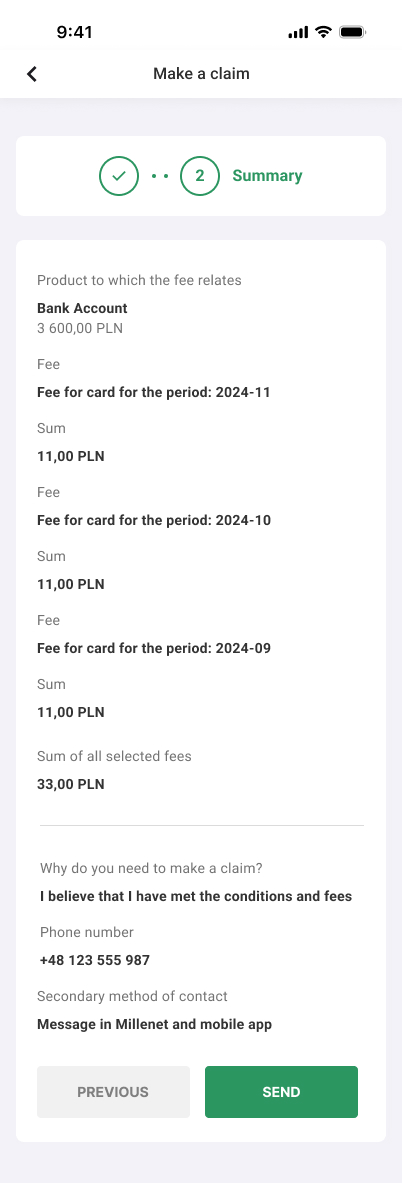 Claim summary